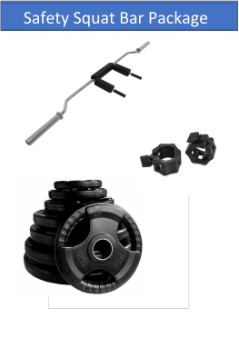 Safety Squat Barbell Package, Inc. Safety Squat Bar, 60Kg of Olympic Grip Plates & Olympic Quick Locks