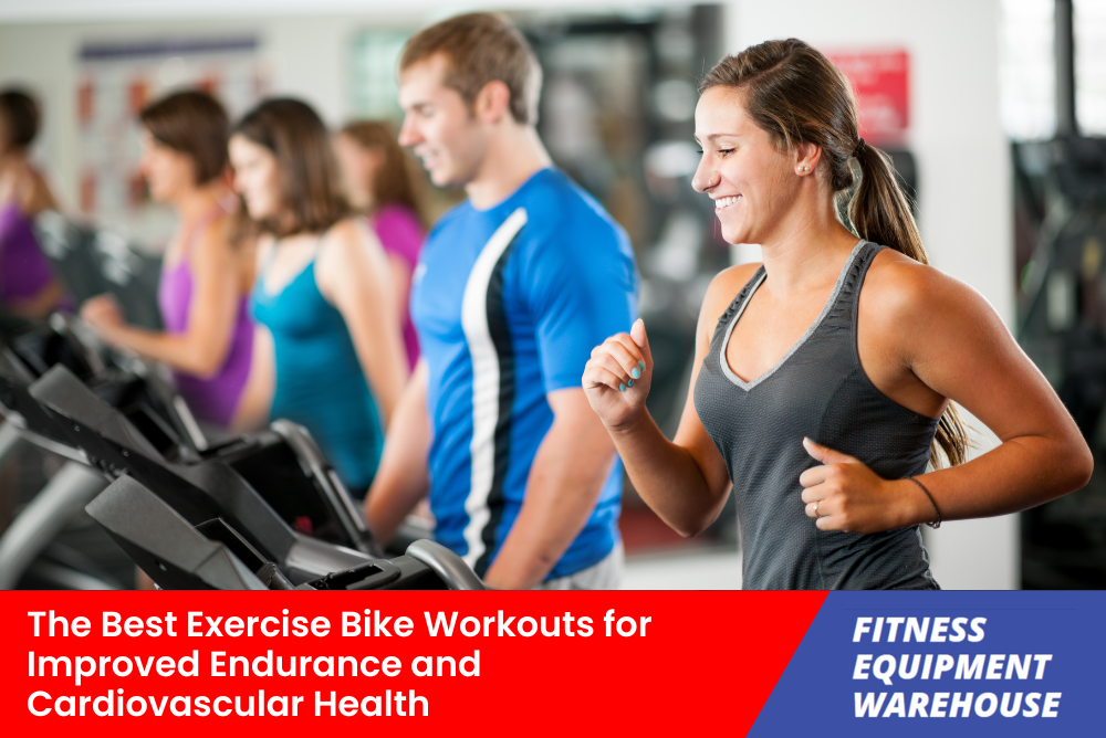 Woman riding exercise bike for cardio workout at home.