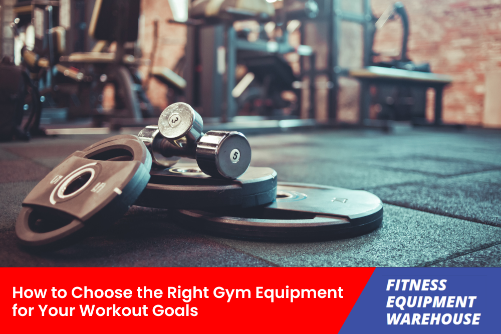 Dumbbells and kettlebells organized on gym rack.