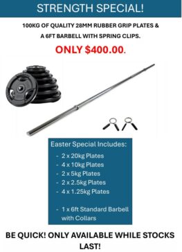 Standard Rubber Grip Plate & 6ft Barbell Package *ARRIVING SOON*