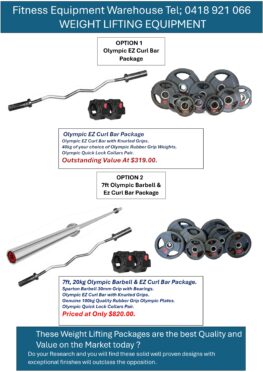 SPARTAN100 7FT, 20KG OLYMPIC BARBELL & OLYMPIC EZ CURL BAR PACKAGES *JUST ARRIVED*