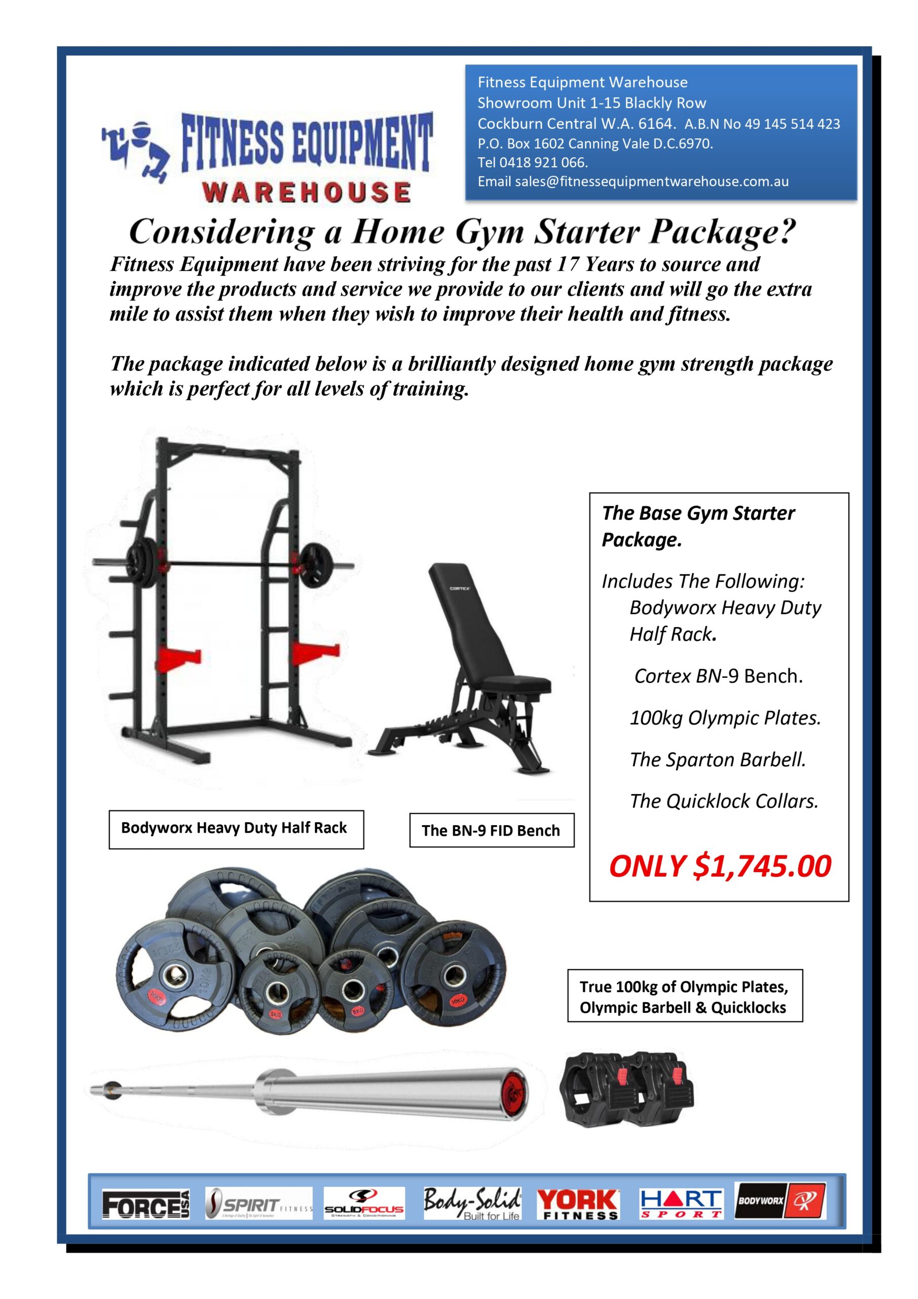 BODYWORX HALF RACK BASE HOME GYM PACKAGE *JUST ARRIVED*