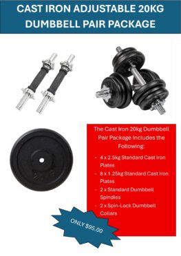 20KG CAST IRON ADJUSTABLE DUMBBELL PAIR PACKAGE *JUST ARRIVED*